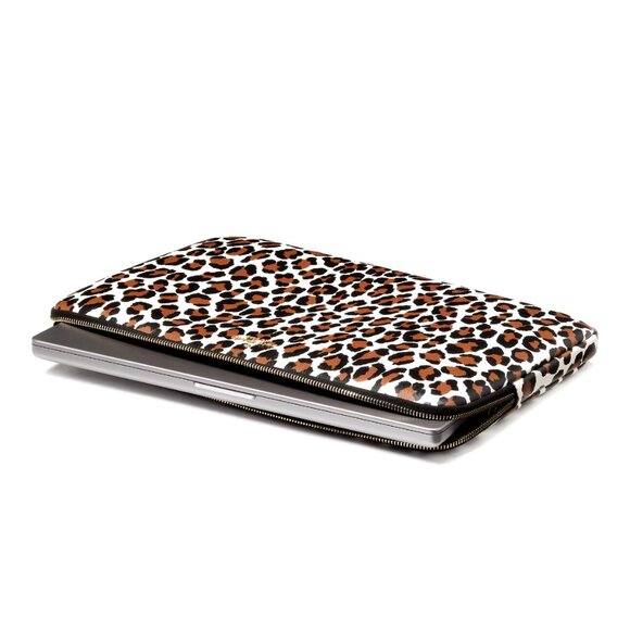 New Kate Spade Madison Spotted Leopard Universal Laptop Sleeve Cream Multi - Picture 1 of 2
